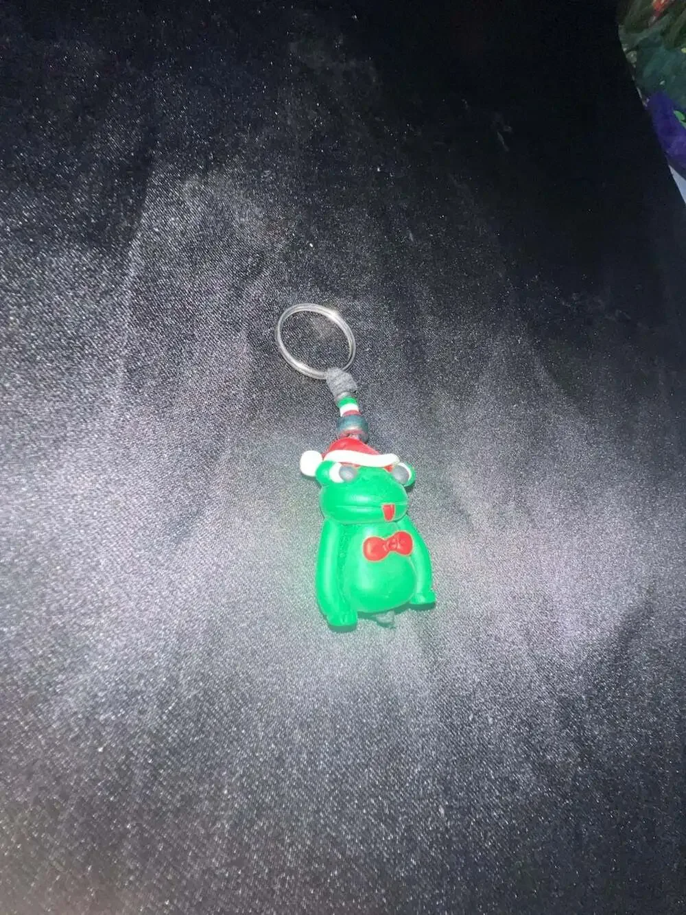 Christmas Santa Frog Handmade Polymer Clay Keychain